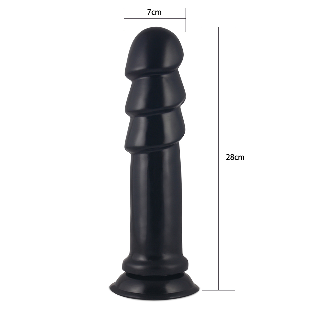 Kingsized 1125 Inch Black Pvc Dildo Adult Sex Toy Realistic Huge Penis Plug Stimulating Anal Ripples - 4