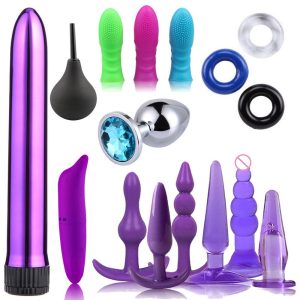 Anal Plug Set For Couples Butt Dildo Vibrator Cock Ring Sleeve Adult Toy Woman G Spot Sex Toys