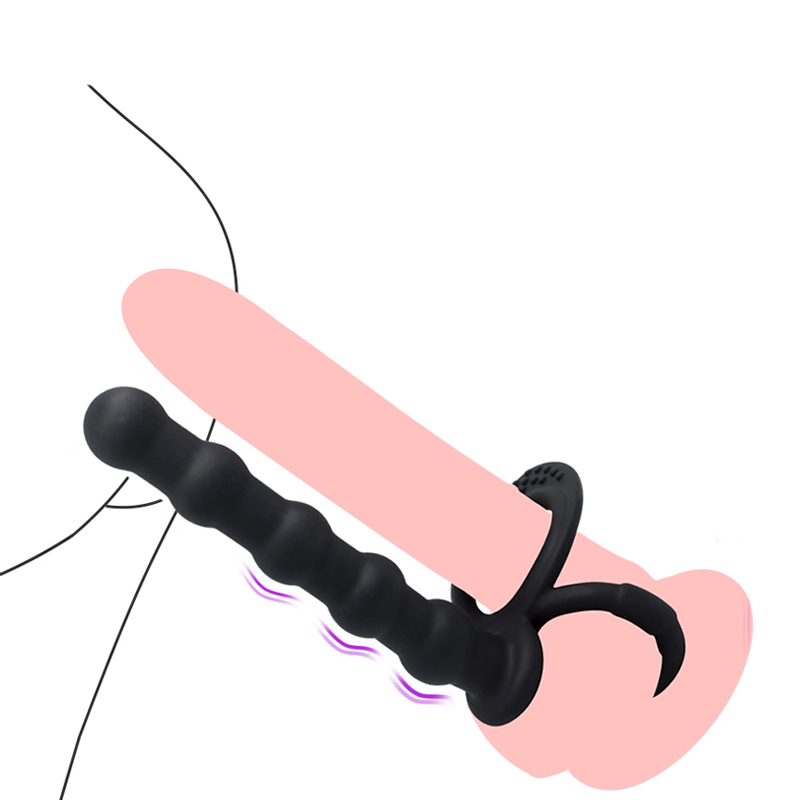 Silicone Anal Beads Double Rings Dildo Plug Gspot Stimulator Erotic Couples Toy Male Massager - 1
