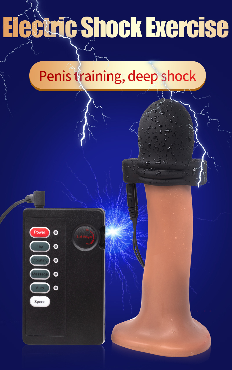 Electric Shock Therapy Penis Cage Glans Cap Tens Sleeve Sm Player Wave Chastity Device Medical Themed Adult Toy - 1
