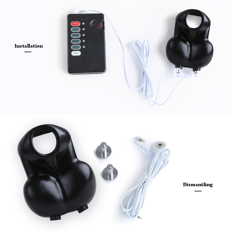 Electric Shock Male Masturbator Penis Sleeve Condoms Scrotum Stimulation Bondage Chastity Adult Sex Toy For Men - 5