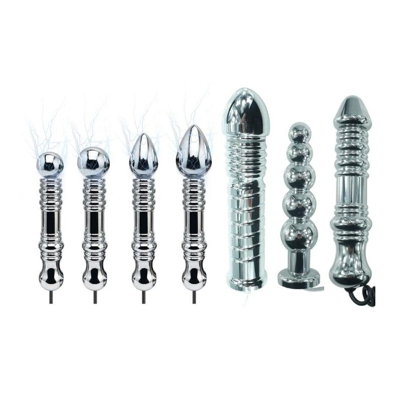 Two Pole Electric Shock Used Anal Plug Medical Themed Toys For Adult Game Electro Beards Tens Sex Eap 009