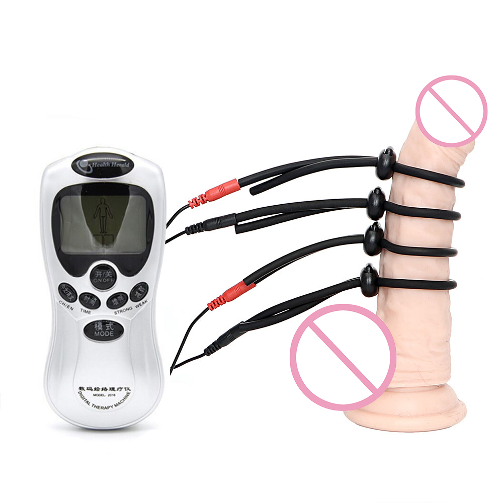 Electro Shock Male Masturbator Penis Ring Extender Electrical Stimulation Physiotherapy Enlargement Adult Sex Toy - 13