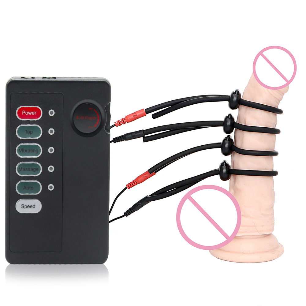 Electro Shock Male Masturbator Penis Ring Extender Electrical Stimulation Physiotherapy Enlargement Adult Sex Toy - 15