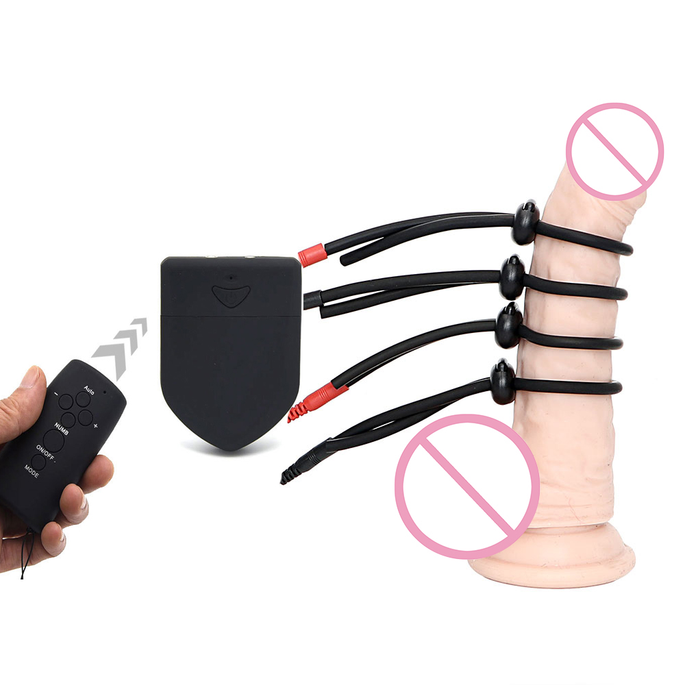 Electro Shock Male Masturbator Penis Ring Extender Electrical Stimulation Physiotherapy Enlargement Adult Sex Toy - 18