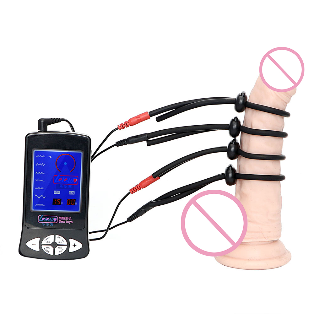 Electro Shock Male Masturbator Penis Ring Extender Electrical Stimulation Physiotherapy Enlargement Adult Sex Toy - 25