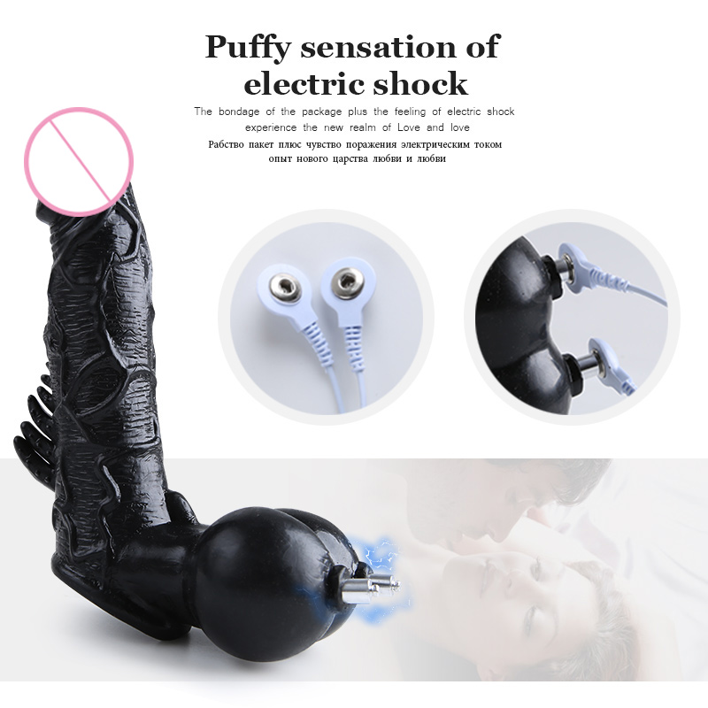Male Scrotum Ring Chastity Cage With Electro Shock Stimulation Medical Grade Ball Stretcher Toy Cockrings - 6