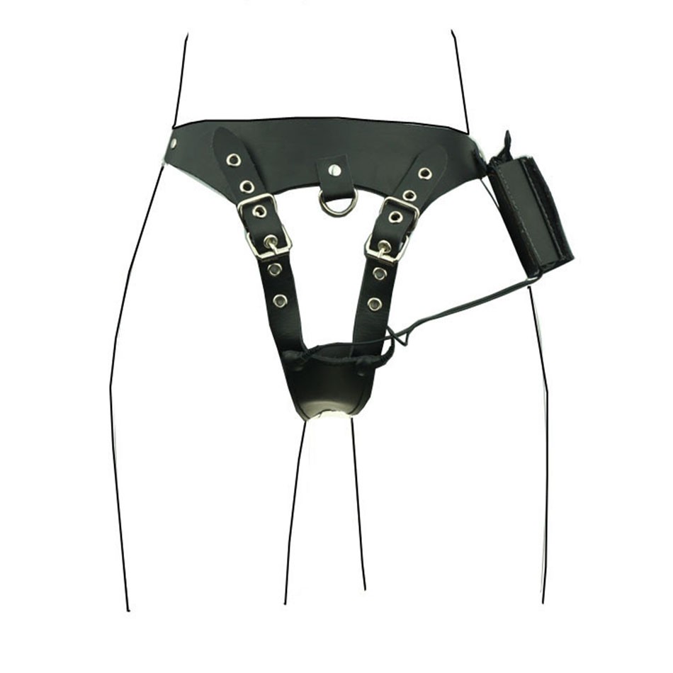 Black Leather Electric Shock Chastity Device Tens Stimulation Adult Game Electro Sex Toys - 2