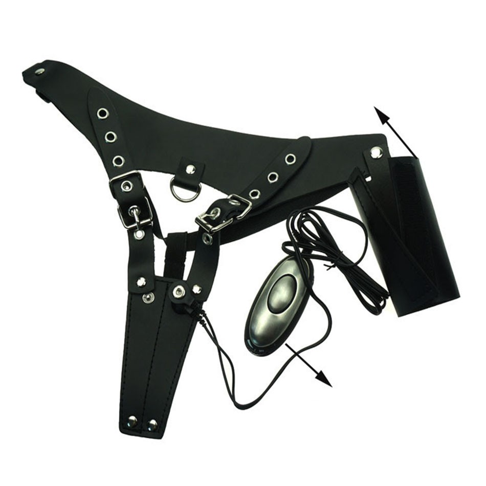 Black Leather Electric Shock Chastity Device Tens Stimulation Adult Game Electro Sex Toys - 4