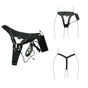 Jd040 Black Leather Electric Shock Chastity Device Electro Sex Toys Stimulation For Tens Adult Game