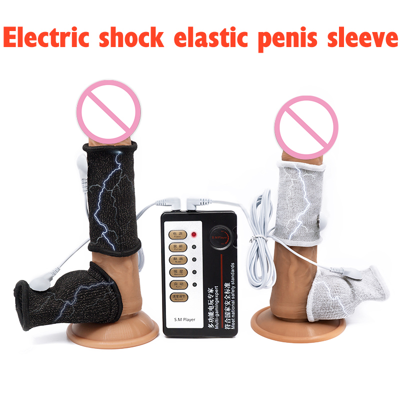 Male Estim Electrical Massage Penis Sleeve Intimate Electro Shock Cock Ring Adult Pleasure Sex Toy - 1