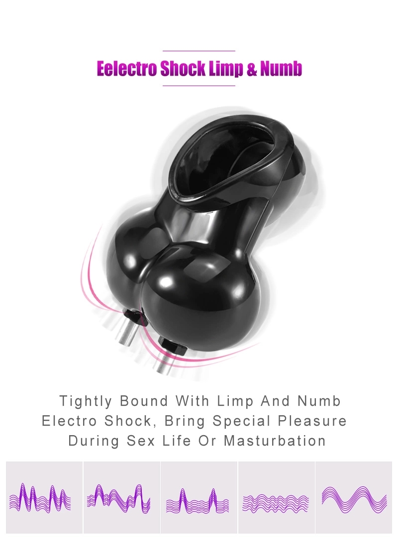 Electric Shock Estim Penis Sleeve Male Delay Ring Scrotum Bondage Chastity Cage Erotic Massage Sm Sex Toy For Men - 4