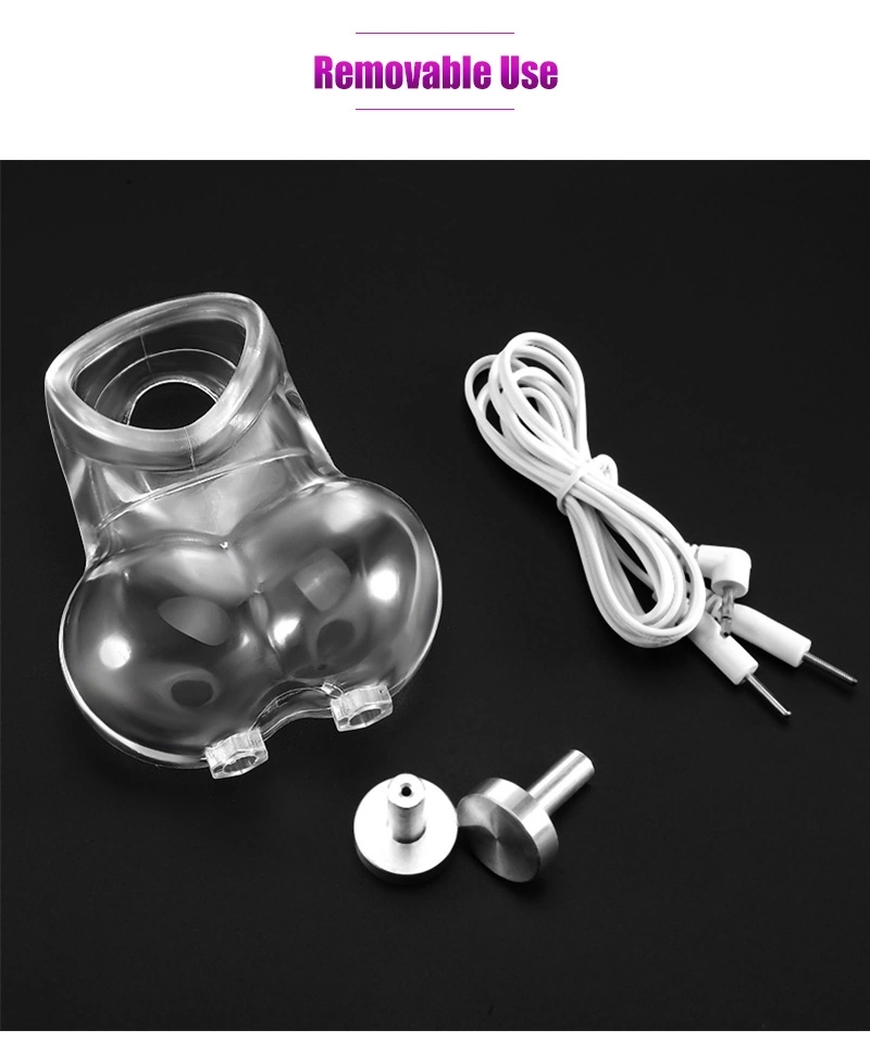 Electric Shock Estim Penis Sleeve Male Delay Ring Scrotum Bondage Chastity Cage Erotic Massage Sm Sex Toy For Men - 6