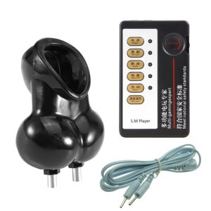 E-stim Penis Sleeve For Men Time Delay Ring Electric Shock Chastity Cage Male Scrotum Bondage Massager Sm Sex Toys