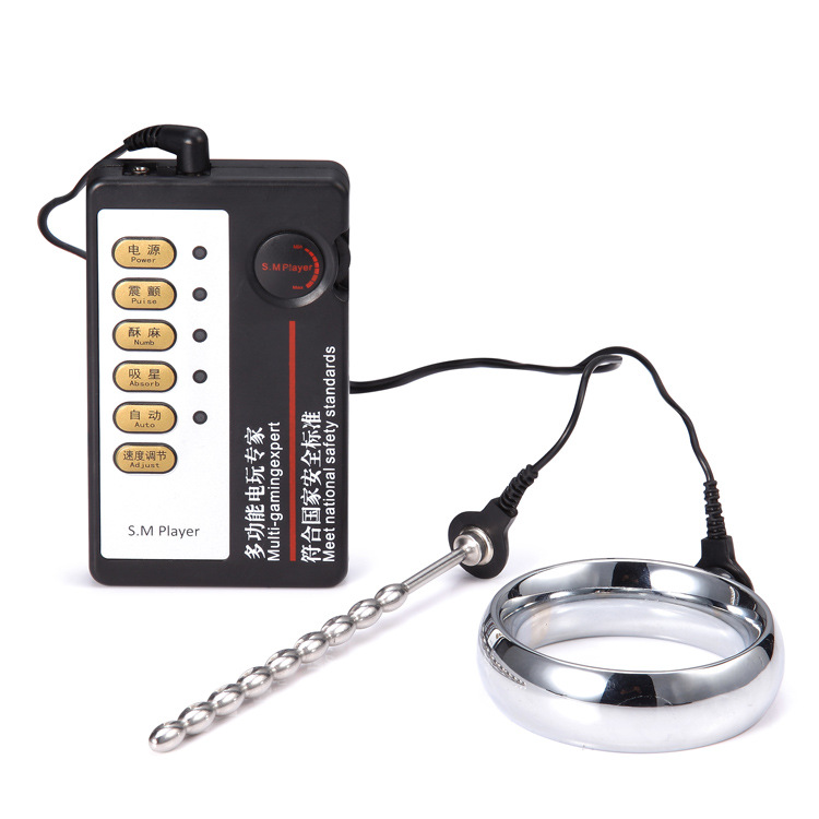 Electro Shock Penis Stimulator Kit With Urethral Sound Dilators Metal Cock Rings For Bdsm Play For Men - 1