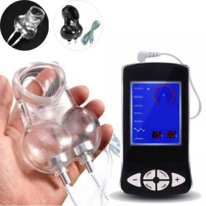 Erotic Toys Electric Shock Chastity Cage Cock Rings Scrotum Bound Ring Electro Ball Stretcher Male Masturbator Sex