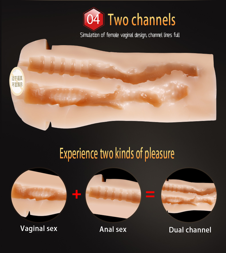 Dual Channel Male Masturbator Realistic Vaginal And Anal Sex Toy For Men Vibrating Pleasure Device - 6