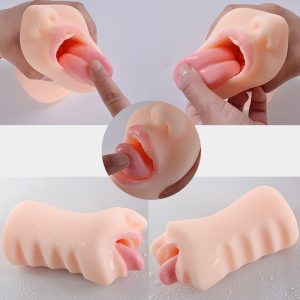 Male Masturbator Silicone Mouth Tongue Sucking Cup Pocket Pussy Realistic Deep Throat Vagina Oral Sex Toys For Men - 3