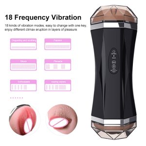 Masturbation Cup Electric Vagina For Men Pussy Mouth Double Pocket Male Masturbator Sex Toys Adult Vibrator - 2
