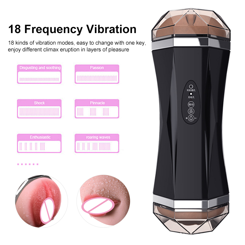 Male Vibrator Masturbator Electric Double Pocket Pussy And Mouth Sex Toy Adult Pleasure Device For Men - 2