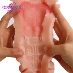 Vulva Silicone Fake Pussy Double Hole Male Masturbator Oral Vaginal Vibrator Sex Cup Real Toy Artificial Vagina - 6