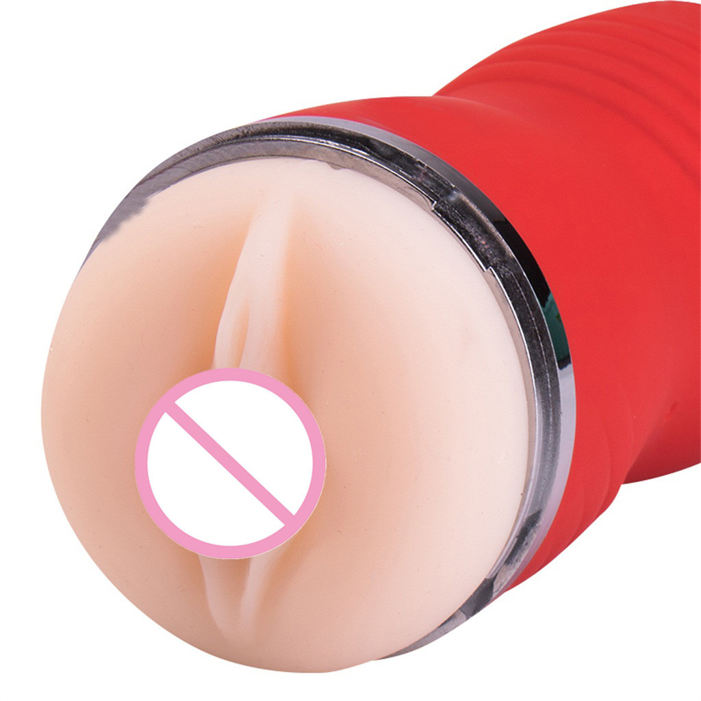 Dual Entrance Silicone Masturbator Cup With Realistic Vibrator Male Pleasure Toy Artificial Vagina Oral Simulator - 16