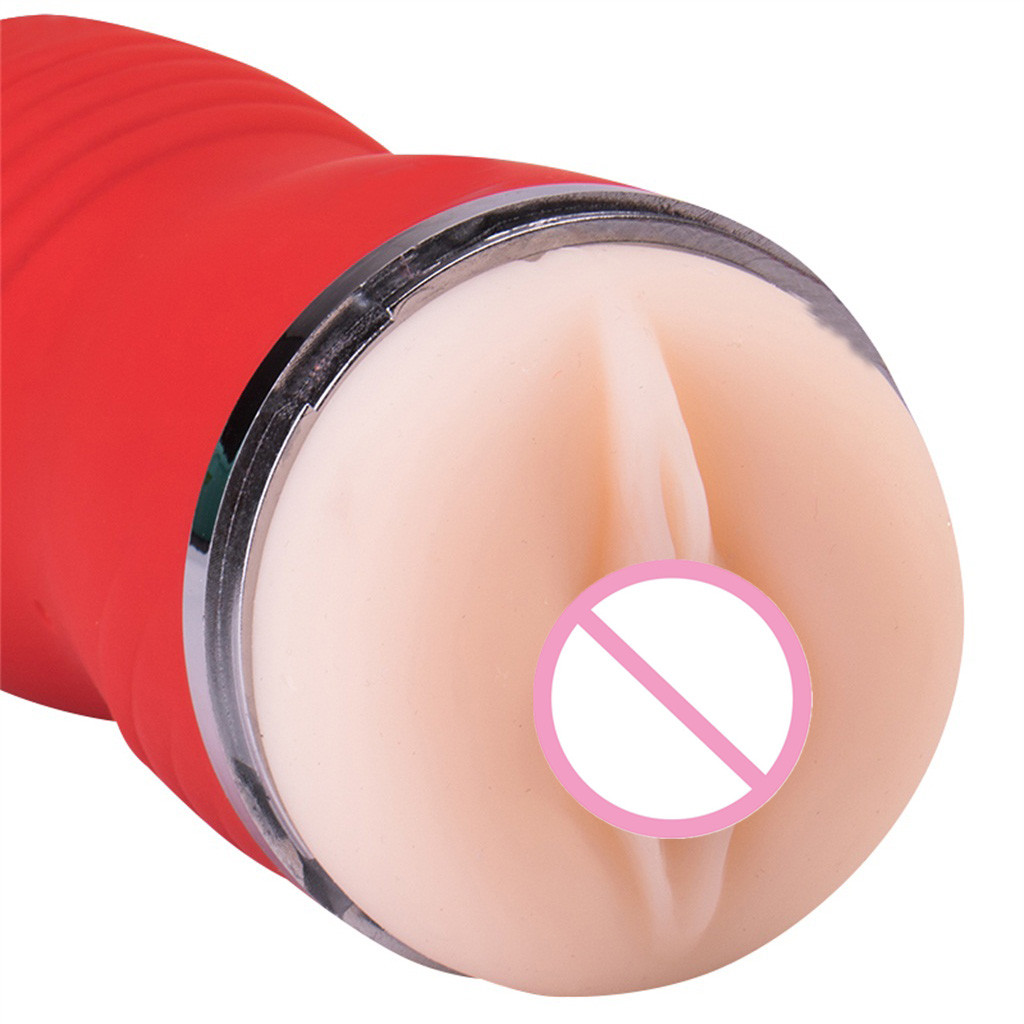 Dual Entrance Silicone Masturbator Cup With Realistic Vibrator Male Pleasure Toy Artificial Vagina Oral Simulator - 15