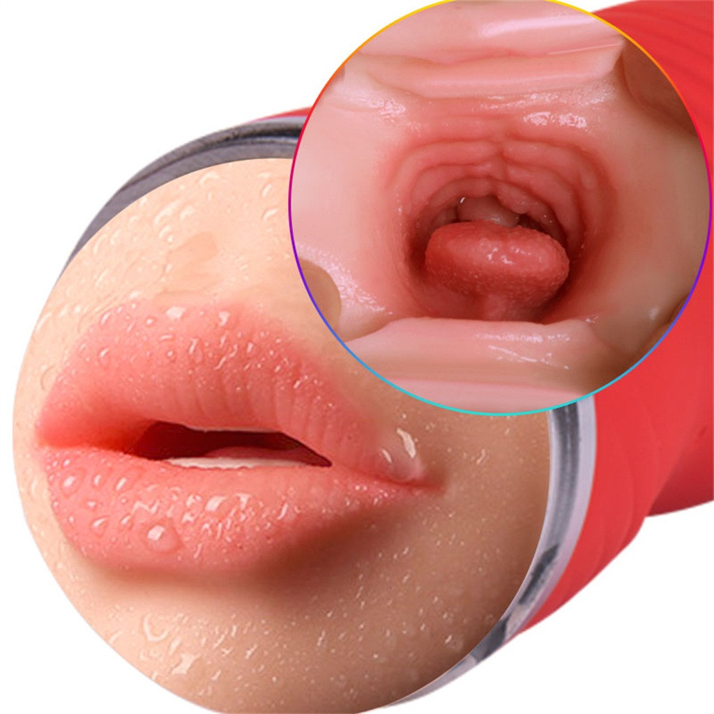 Dual Entrance Silicone Masturbator Cup With Realistic Vibrator Male Pleasure Toy Artificial Vagina Oral Simulator - 11