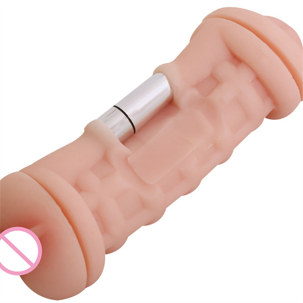 Dual Entrance Silicone Masturbator Cup With Realistic Vibrator Male Pleasure Toy Artificial Vagina Oral Simulator - 8