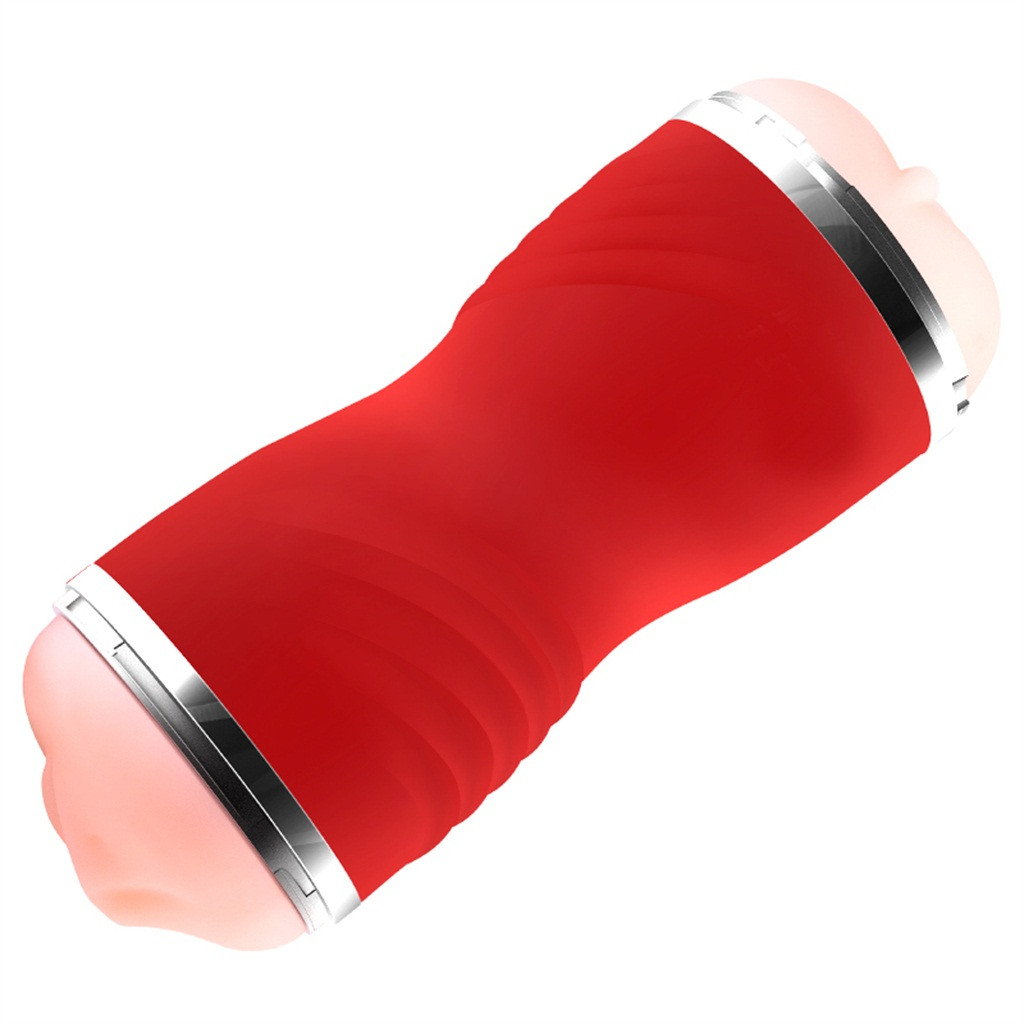 Dual Entrance Silicone Masturbator Cup With Realistic Vibrator Male Pleasure Toy Artificial Vagina Oral Simulator - 7