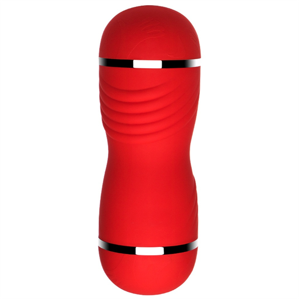 Dual Entrance Silicone Masturbator Cup With Realistic Vibrator Male Pleasure Toy Artificial Vagina Oral Simulator - 2