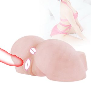 Realistic Ass Vagina Anal Artificial Pussy Double Channels Tight Anus Male Adult Sex Toys Masturbator For Man