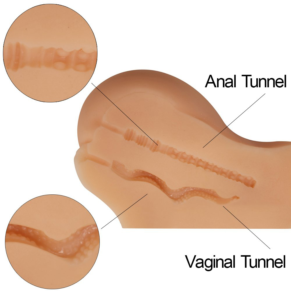4d Realistic Male Masturbator Bodysafe Medical Silicone Dualchannel Artificial Vagina And Anal Soft Tight Adult Pleasure Toy For Men - 4