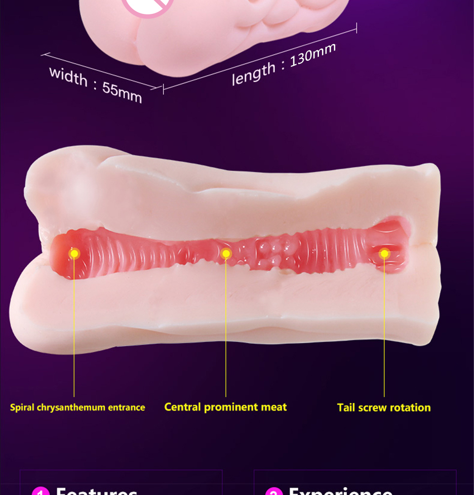 Silicone Male Masturbator Cup Realistic Vagina Anus Design Discreet Pocket Pussy Lifelike Adult Sex Toy For Men - 12