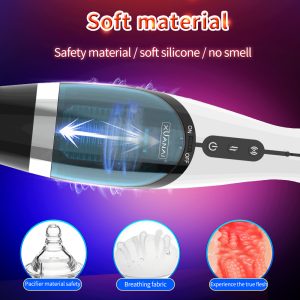 Realistic Vagina Delay Trainer Male Automatic Masturbator Telescopic Rotary Masturbation Cup Deep Throat Sex Toys For Adult Men - 2