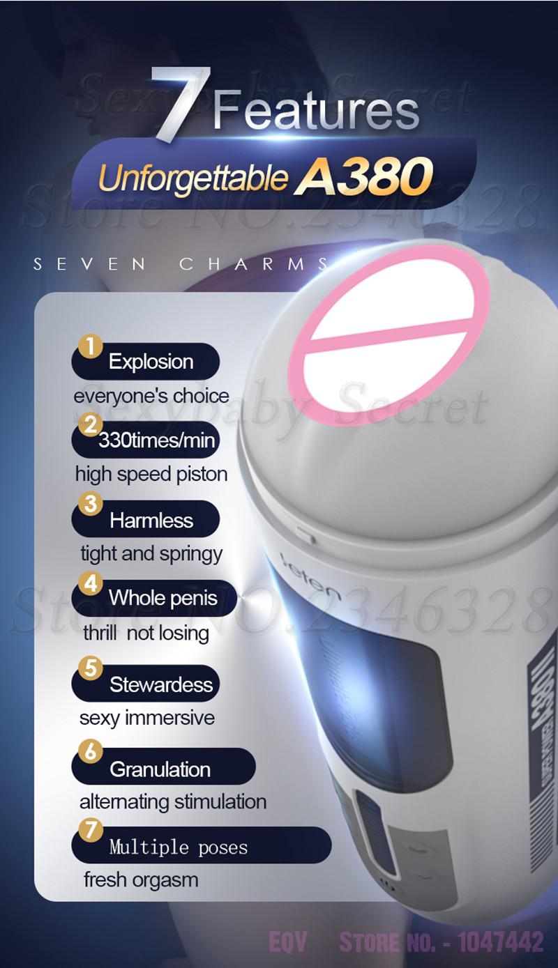 Leten A380pro Male Masturbator Realistic Vagina Automatic Piston Handsfree Sucking Function Adult Pleasure Toys For Men - 5