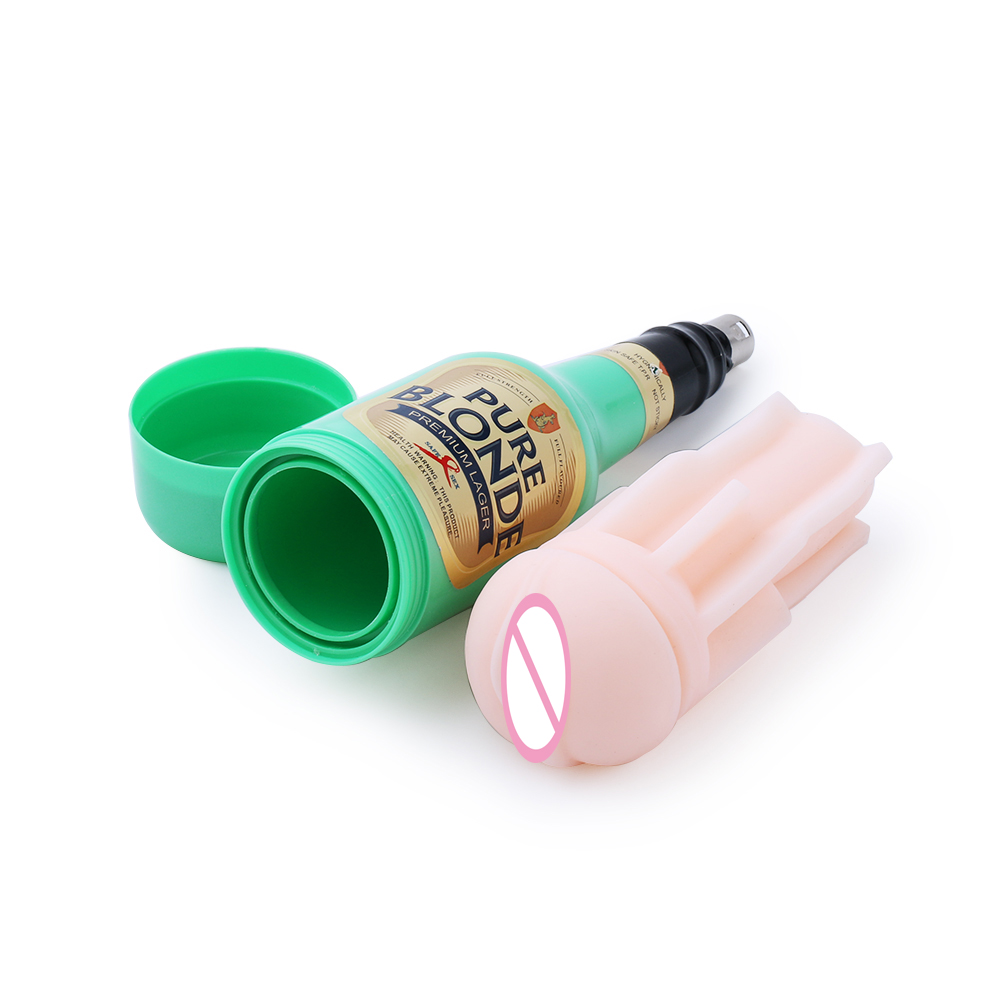 Realistic Male Pleasure Toy Soft Silicone Beer Bottle Design 3xlr Sex Machine Accessories Mens Masturbation Cup - 3