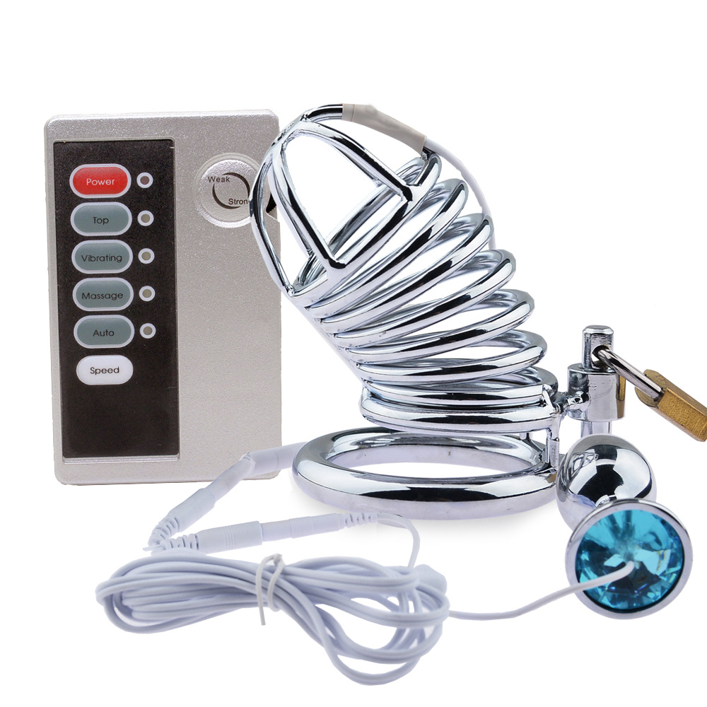 Bdsm Electro Shock Male Chastity Cage Penis Sleeve Electronic Bondage Restraints For Couples - 3