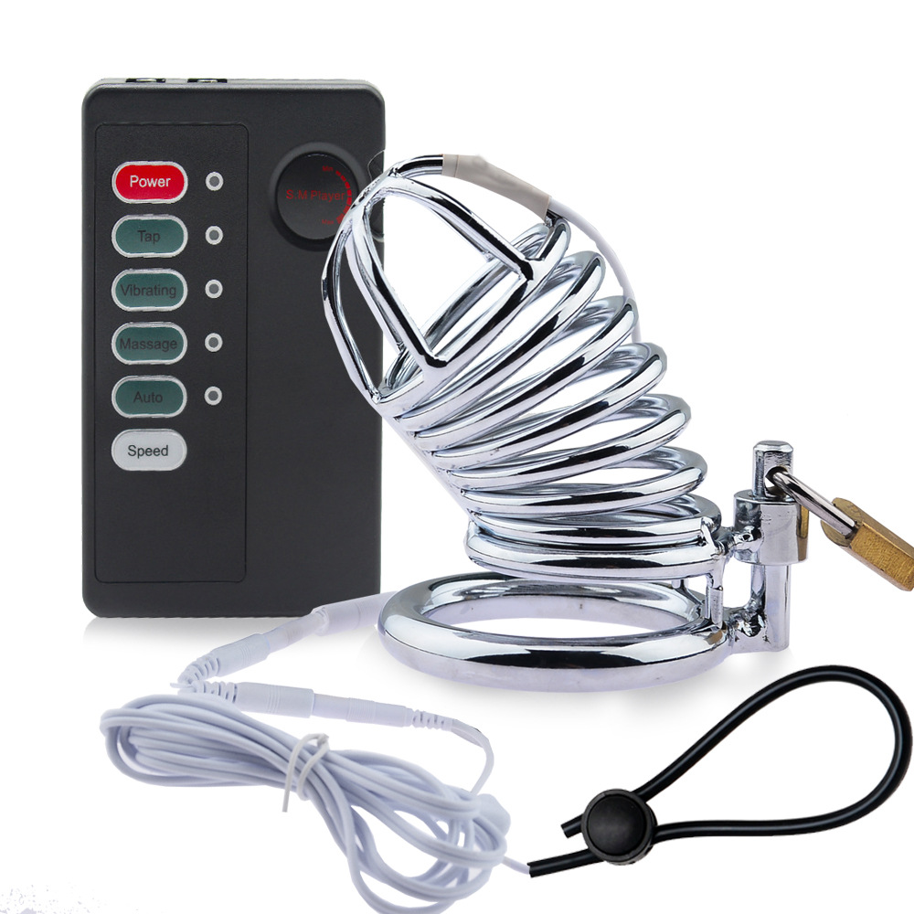 Bdsm Electro Shock Male Chastity Cage Penis Sleeve Electronic Bondage Restraints For Couples - 4
