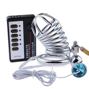 Bdsm Electro Shock Chastity Cage Penis Sleeve Male Sex Toys Electronic Bondage Restraints Couples