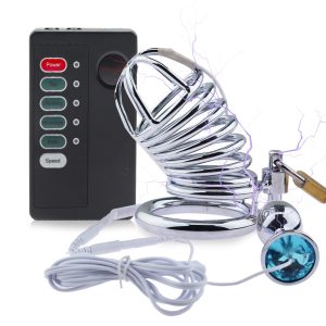 Bdsm Electro Shock Chastity Cage Penis Sleeve Male Sex Toys Electronic Bondage Restraints Couples - 2