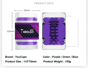 Youcups Through Double Headed Channel Male Masturbator Penis Delay Massager Masturbation Cup Adult Sex Toys For Men Masturbador - 2