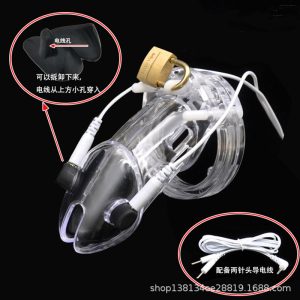 Electric Cock Cage Ring Chastity Device Electro Shock Penis Sleeve Time Lock Male Sex Toys For Men - 2