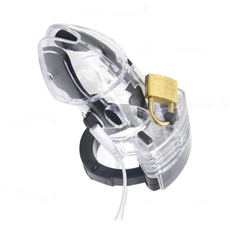 Electro Shock Chastity Cage Penis Ring Erotic Sex Toy For Men Electric Scrotum Sleeve Ball Stretcher - 4