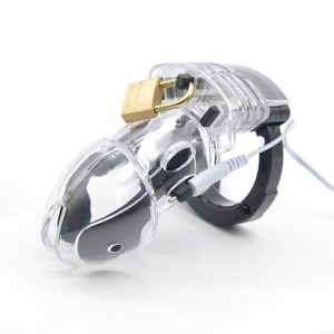 Scrotum Sleeve Ball Stretcher Electric Cock Ring Cage Erotic Toys Electro Shock Chastity Penis Sex For Men - 2