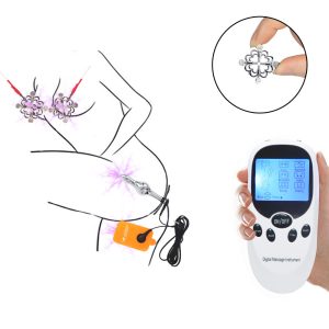 Metal Electro Shock Petals Nipple Clips Adjust Torture Play Clamps Breast Bondage Restraints Anal Plug Adult Fetish Sex Toy Game