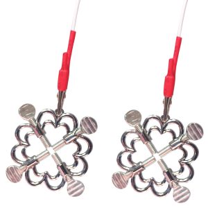 Metal Electro Shock Petals Nipple Clips Adjust Torture Play Clamps Breast Bondage Restraints Anal Plug Adult Fetish Sex Toy Game - 2