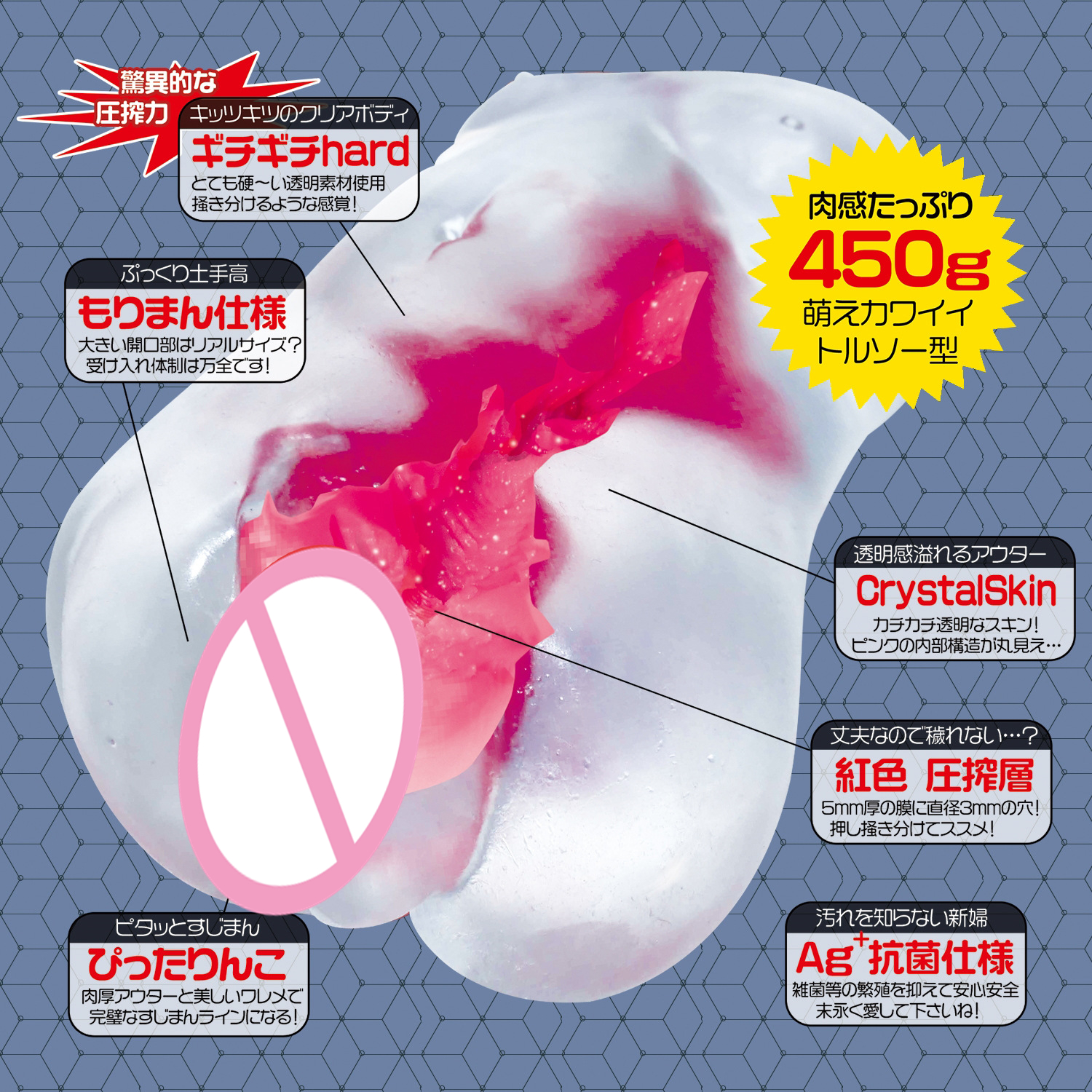 Quality Japanese Transparent Artificial Vagina Realistic Male Masturbation Toy Crystal Pocket Adult Pleasure Product - 4