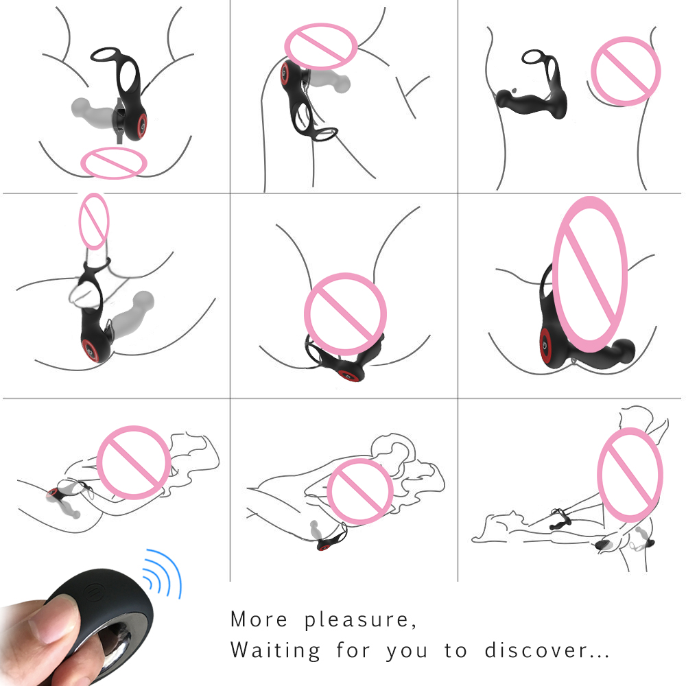 Mens Prostate Stimulating Anal Plug With Vibrating Massager Scrotum Ring Delay Sex Toy Remote Controlled - 6