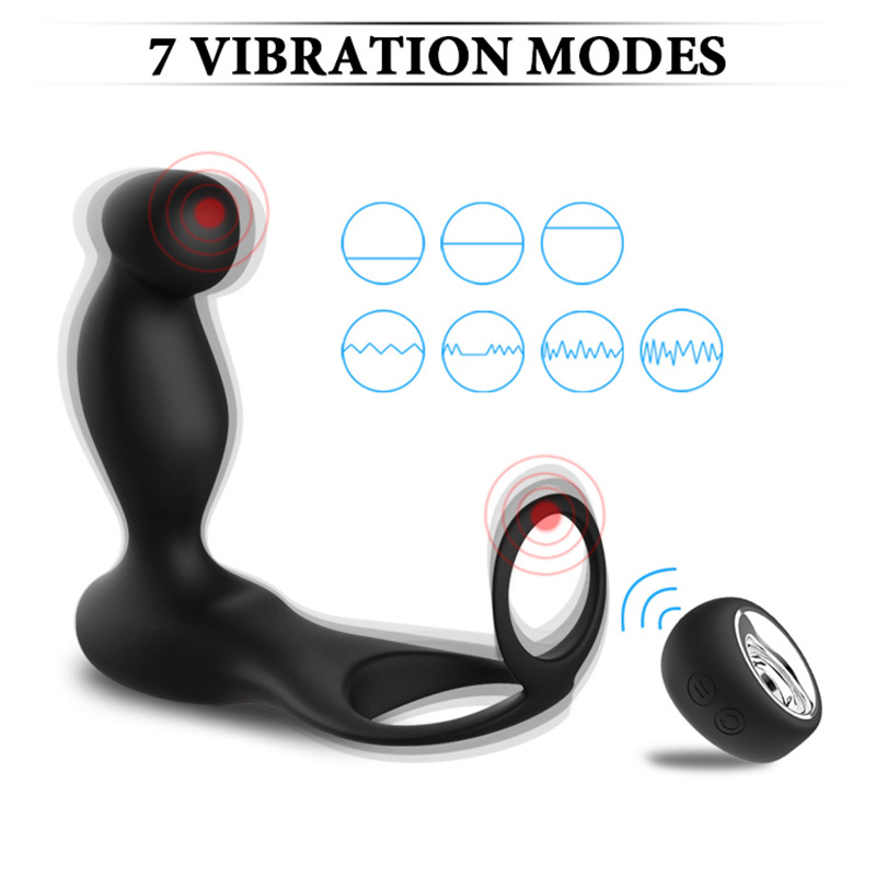 Mens Prostate Stimulating Anal Plug With Vibrating Massager Scrotum Ring Delay Sex Toy Remote Controlled - 1